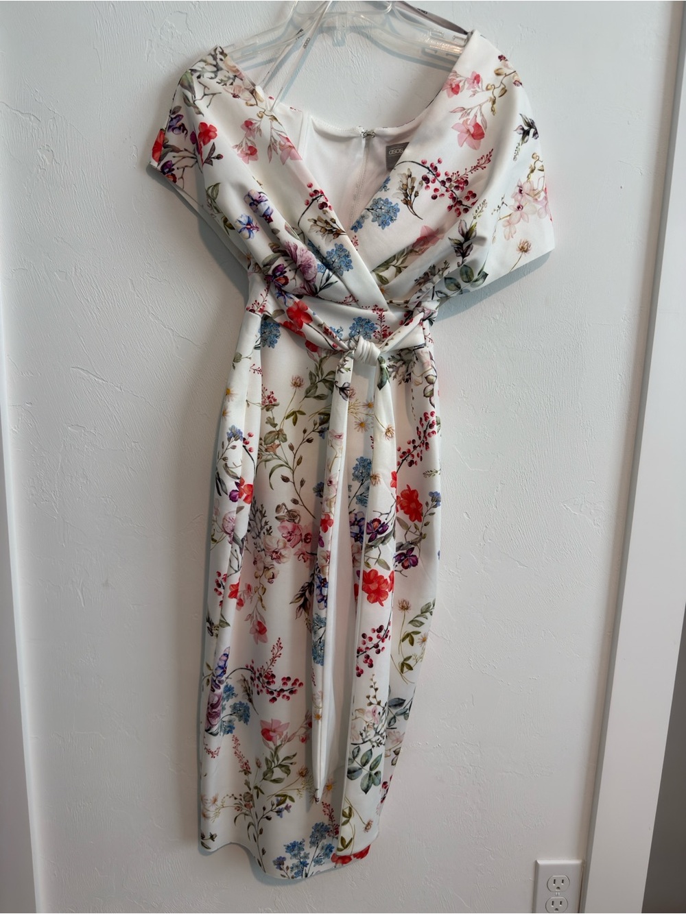ASOS fallen shoulder midi pencil dress with tie sash. Sz 4